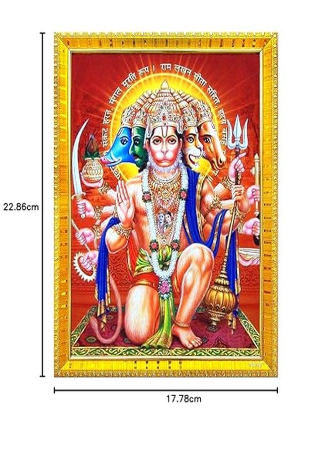 ZIG-ZAG zig zag Lord Panchmukhi Hanuman Ji Photo Frame For Wall / Table / Pooja Room ( 7x9 inches, Acrylic Glass) Golden, Rectangular - Image 5